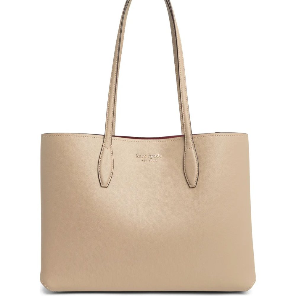New Kate Spade All Day Large Tote Leather Timeless Taupe